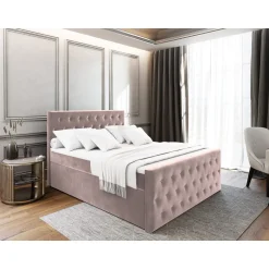 Boxspring Met Opbergruimte*Beddenbriljant Boxspring met Opbergruimte Fluweel Fondi + voetbord