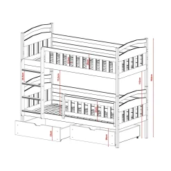 Stapelbed|Hoogslaper*Beddenbriljant 2dekans Stapelbed met Lade Ilias - 2-persoons - 90 x 200 - Kinderbed | Niet in originele verpakking