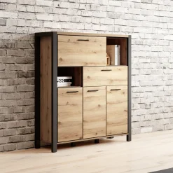 Dressoirs*Beddenbriljant Dressoir Akven - 3-deurs incl. lade + klep - Wotan Eiken