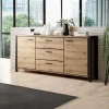 Dressoirs*Beddenbriljant Dressoir Akven - 2-deurs incl. 3 lades - Wotan Eiken