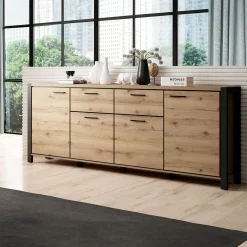 Dressoirs*Beddenbriljant Dressoir Akven - 4-deurs incl. 2 lades - Wotan Eiken