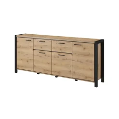 Dressoirs*Beddenbriljant Dressoir Akven - 4-deurs incl. 2 lades - Wotan Eiken