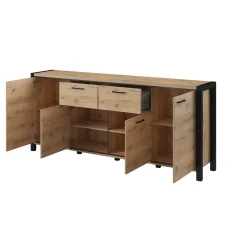 Dressoirs*Beddenbriljant Dressoir Akven - 4-deurs incl. 2 lades - Wotan Eiken