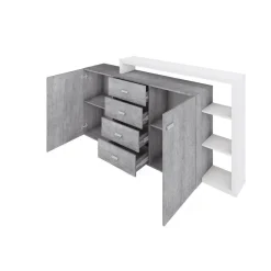 Dressoirs*Beddenbriljant Dressoir Bologna - Grijs / Wit