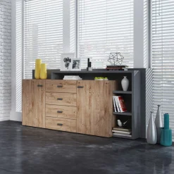 Dressoirs*Beddenbriljant Dressoir Bologna - Wotan Eiken / Antraciet