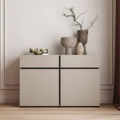 Dressoirs*Beddenbriljant Dressoir Crotone - 2-deurs incl. 2 lades - Taupe