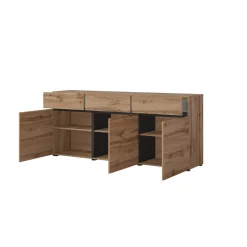 Dressoirs*Beddenbriljant Dressoir Crotone - 3-deurs incl. 3 lades - Wotan Eiken