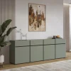 Dressoirs*Beddenbriljant Dressoir Crotone - 4-deurs incl. 4 lades - Groen