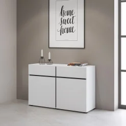 Dressoirs*Beddenbriljant Dressoir Crotone - 2-deurs incl. 2 lades - Wit