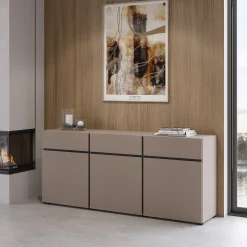 Dressoirs*Beddenbriljant Dressoir Crotone - 3-deurs incl. 3 lades - Taupe