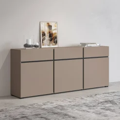 Dressoirs*Beddenbriljant Dressoir Crotone - 3-deurs incl. 3 lades - Taupe