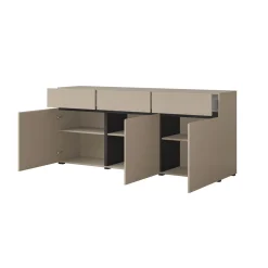 Dressoirs*Beddenbriljant Dressoir Crotone - 3-deurs incl. 3 lades - Taupe