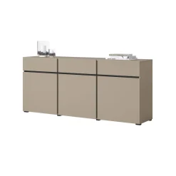 Dressoirs*Beddenbriljant Dressoir Crotone - 3-deurs incl. 3 lades - Taupe