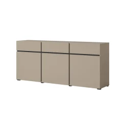 Dressoirs*Beddenbriljant Dressoir Crotone - 3-deurs incl. 3 lades - Taupe