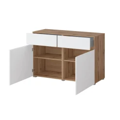 Dressoirs*Beddenbriljant Dressoir Crotone - 2-deurs incl. 2 lades - Wotan Eiken / Wit