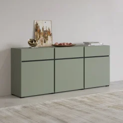Dressoirs*Beddenbriljant Dressoir Crotone - 3-deurs incl. 3 lades - Groen
