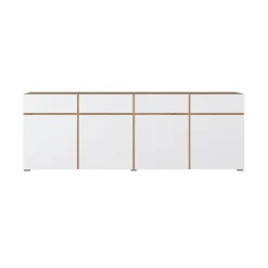 Dressoirs*Beddenbriljant Dressoir Crotone - 4-deurs incl. 4 lades - Wotan Eiken / Wit