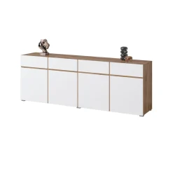 Dressoirs*Beddenbriljant Dressoir Crotone - 4-deurs incl. 4 lades - Wotan Eiken / Wit