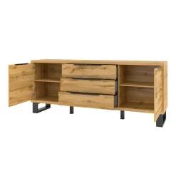 Dressoirs*Beddenbriljant Dressoir Halmstad - 2-deurs incl. 3 lades - Wotan Eiken