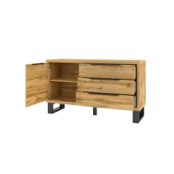 Dressoirs*Beddenbriljant Dressoir Halmstad - 1-deurs incl. 3 lades - Wotan Eiken