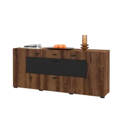 Dressoirs*Beddenbriljant Dressoir Koblenz - Walnoot / Zwart