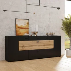 Dressoirs*Beddenbriljant Dressoir Koblenz - Wotan Eiken / Zwart