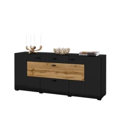 Dressoirs*Beddenbriljant Dressoir Koblenz - Wotan Eiken / Zwart