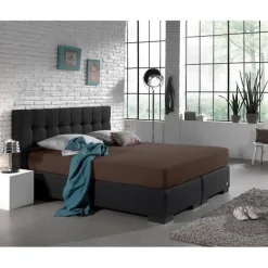 Matras Hoeslakens*Beddenbriljant Dubbel Jersey Matras Hoeslaken Taupe 220