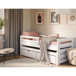 Hoogslaper|Kinderbed*Beddenbriljant Halfhoogslaper met Lade Simon - Wit - Direct Leverbaar!