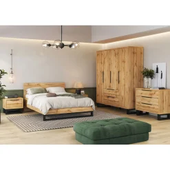 Houten Bed*Beddenbriljant Houten Bed Halmstad - Wotan Eiken - Bedframe
