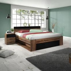 Houten Bed*Beddenbriljant Houten Bed met Lade Bern - Walnoot - Bedframe