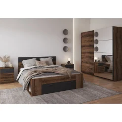 Houten Bed*Beddenbriljant Houten Bed met Lade Bern - Walnoot - Bedframe