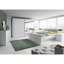 Bed Met Opbergruimte|Houten Bed*Beddenbriljant Houten Bed met Lade Genua - Wit - Bedframe