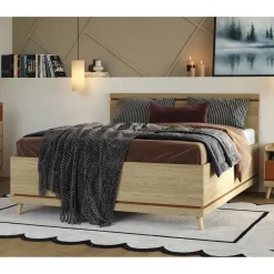 Houten Bed*Beddenbriljant Houten Bed Skagen - Wotan Eiken - Bedframe