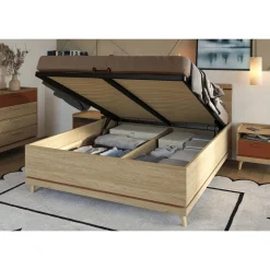 Bed Met Opbergruimte|Houten Bed*Beddenbriljant Houten Opbergbed Skagen - Eiken