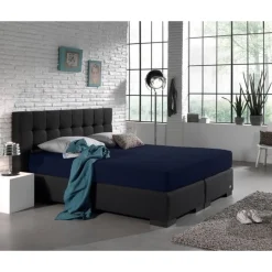 Matras Hoeslakens*Beddenbriljant Jersey Matras Hoeslaken 135 gr Indigo Blue