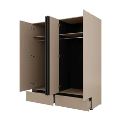 Kledingkasten*Beddenbriljant Kledingkast Crotone - Taupe - 4-Deurs met Lades