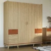 Kledingkasten*Beddenbriljant Kledingkast Skagen - Eiken - 4-Deurs met Lades