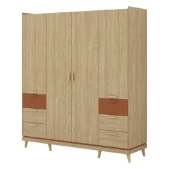 Kledingkasten*Beddenbriljant Kledingkast Skagen - Eiken - 4-Deurs met Lades
