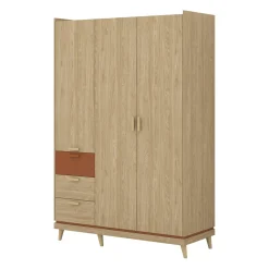 Kledingkasten*Beddenbriljant Kledingkast Skagen - Eiken - 3-Deurs met Lades