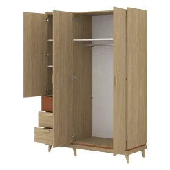 Kledingkasten*Beddenbriljant Kledingkast Skagen - Eiken - 3-Deurs met Lades