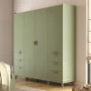Kledingkasten*Beddenbriljant Kledingkast Skagen - Groen - 4-Deurs met Lades
