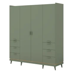 Kledingkasten*Beddenbriljant Kledingkast Skagen - Groen - 4-Deurs met Lades