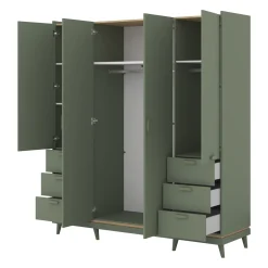 Kledingkasten*Beddenbriljant Kledingkast Skagen - Groen - 4-Deurs met Lades