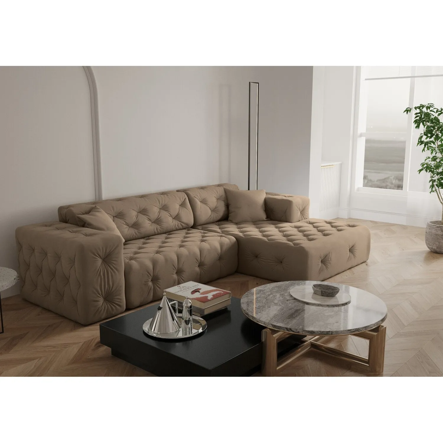 L-Banken*Beddenbriljant Loungebank Malibu – Linker of Rechter loungegedeelte – Ruime keuze in stoffen en kleuren
