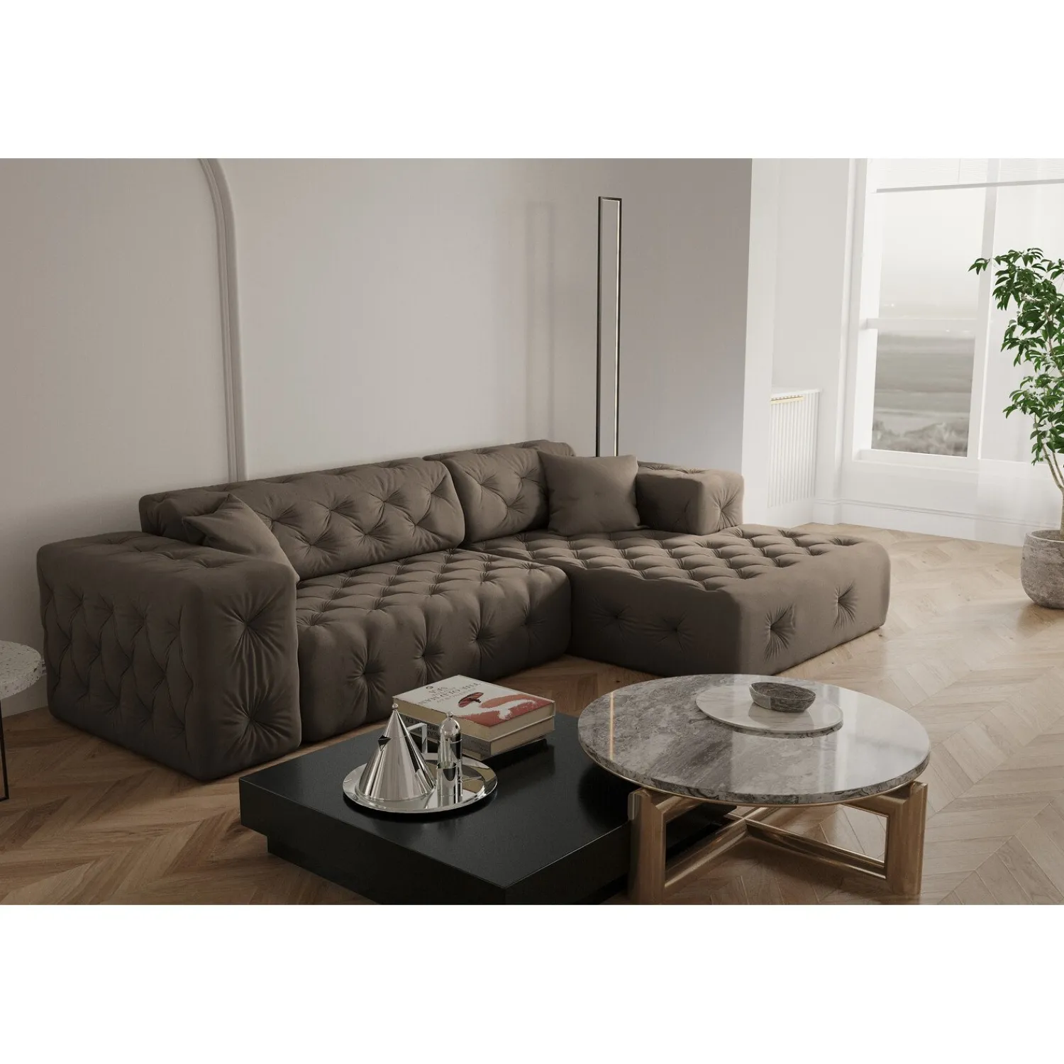 L-Banken*Beddenbriljant Loungebank Malibu – Linker of Rechter loungegedeelte – Ruime keuze in stoffen en kleuren