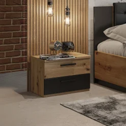 Nachtkasten*Beddenbriljant Nachtkastje met Lades Siena - Naturel