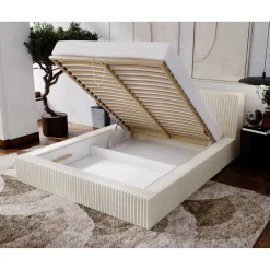 Bed Met Opbergruimte|Gestoffeerd Bed*Beddenbriljant Opberg Bed Tino – Luxe Ribstof Bekleding | Zacht, Warm & Duurzaam
