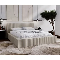 Bed Met Opbergruimte|Gestoffeerd Bed*Beddenbriljant Opberg Bed Tino – Luxe Ribstof Bekleding | Zacht, Warm & Duurzaam