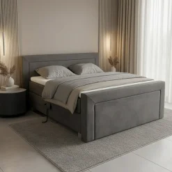 Elektrische Boxspring*Beddenbriljant OP=OP Elektrische Boxspring President 160 x 200 Suede Antraciet - incl. President Voetbord